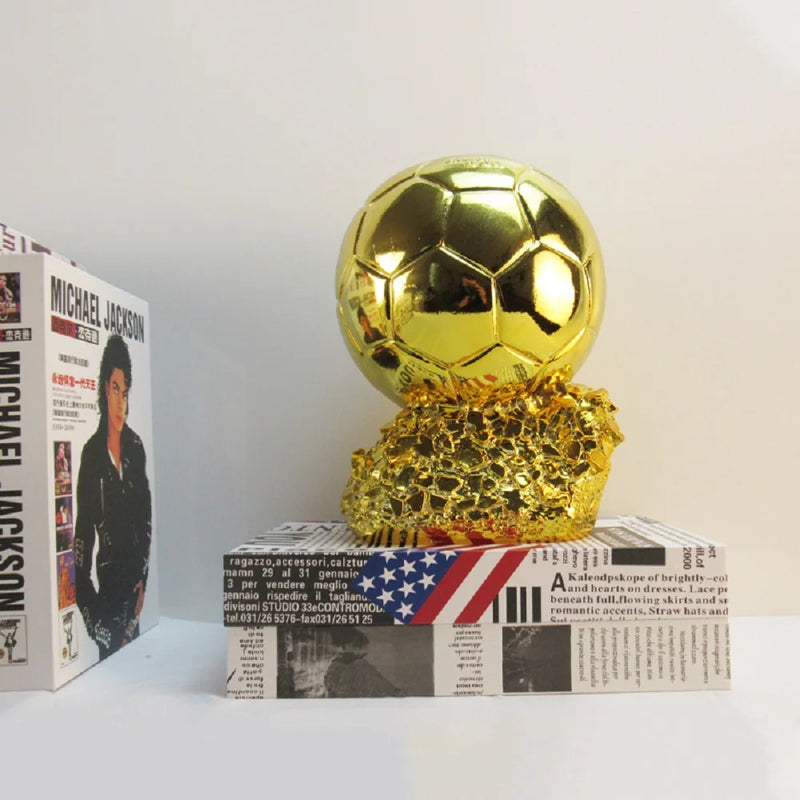 Golden Ball Football Cup Football Trophy Office Decoration with Electroplated Technology Football Cup Resin Gift Memorabilia