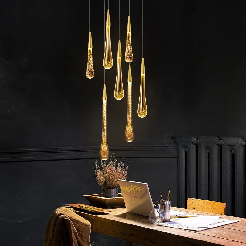 New LED chandelier bedroom restaurant bar chandelier staircase light crystal interior decoration chandelier