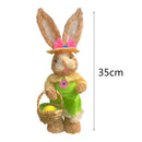 Cute Straw Rabbits Bunny Standing Decorations w/Carrots for Easter Party Home Garden Wedding Ornament Photo Props Crafts