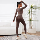 2 Pieces Sets For Women Wash Tie-dye Sports Sets Long Sleeved Round Neck Top Hight Waist Lift Hip Outdoors Leggings Sports Sets