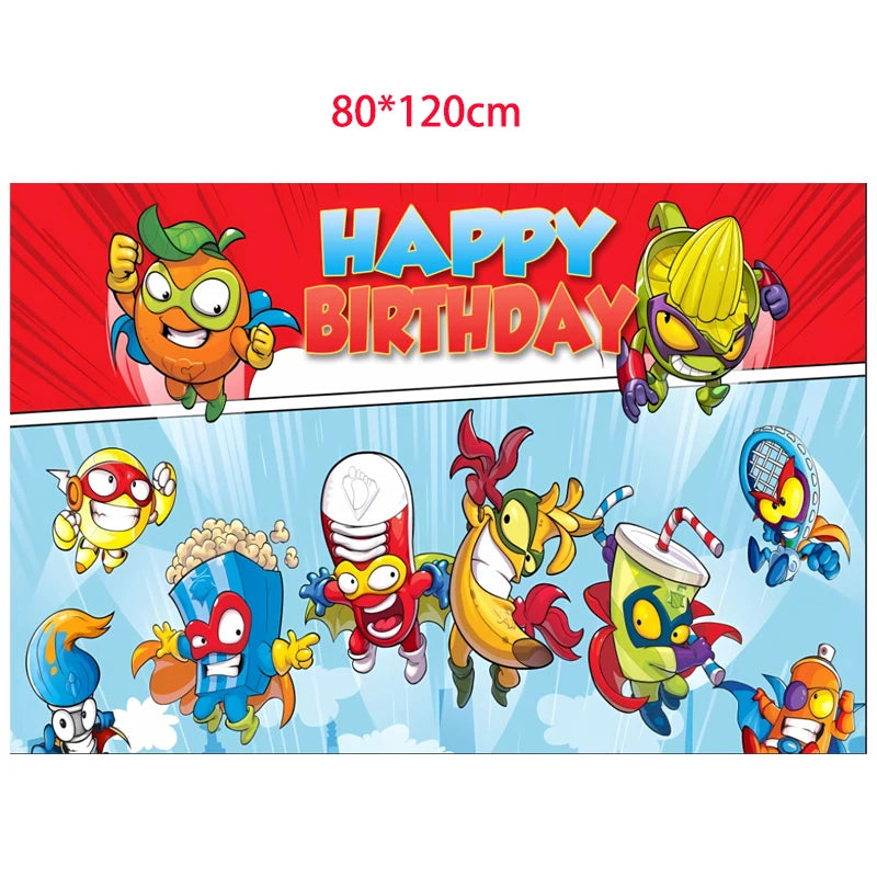 Superzings Birthday Party Supplies Balloon Banner Backdrop Tableware Cake Topper Party Decoration Baby Shower
