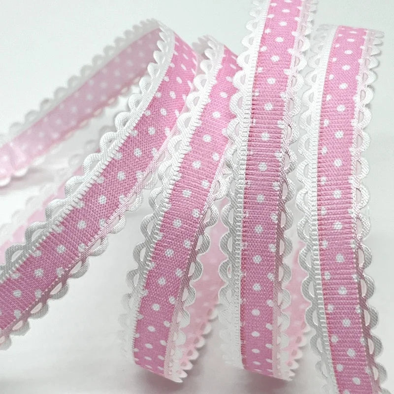 2cm 5Yards Dots Printed Embossed Ribbon For Handwork DIY Craft Bows Scrapbook Easter Wedding Christmas Deco Gift Floral Packing