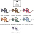 SO&EI Fashion Unique Oval Sunglasses Women Fashion Colorful Leopard Gradient Shades UV400 Men Trending Hollow Sun Glasses