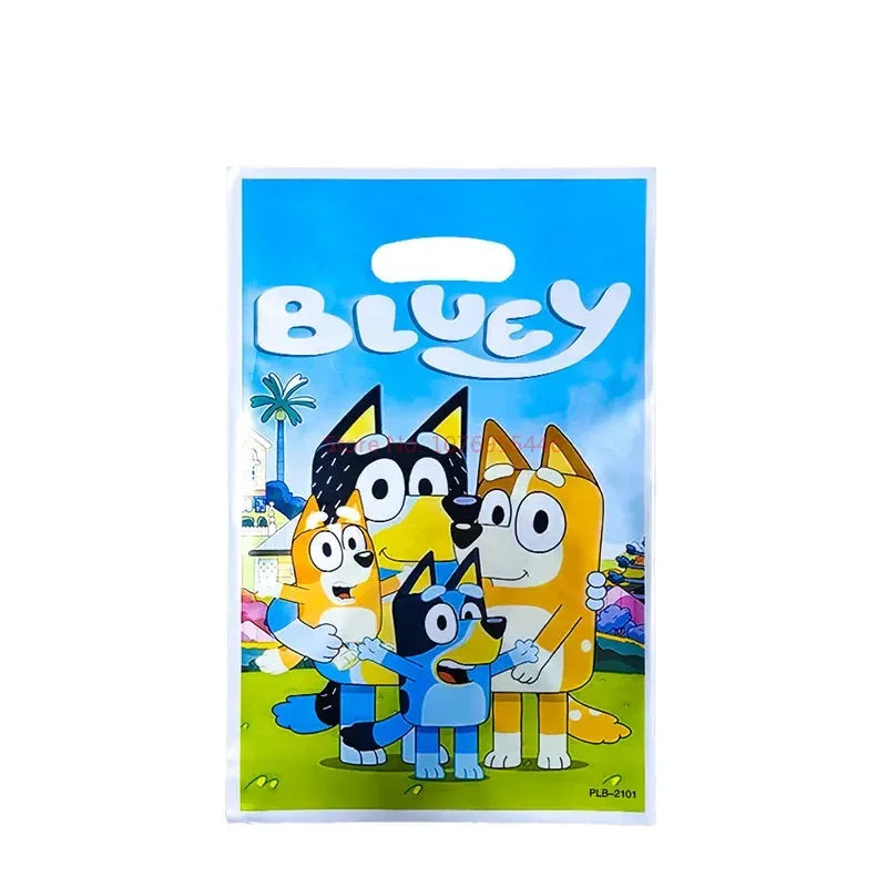 50/100pcs New Cartoon Bluey Dog Gift Bag Cute Bingo Snacks Baked Self-sealing Plastic Bag Birthday Gift Packaging Handbag