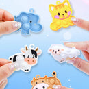 10/40Pcs Cartoon Animal Pop Keychain Hanging Stress Relief Toys Kids Birthday Party Favors Guests Gift Goodie Bag Pinata Filler