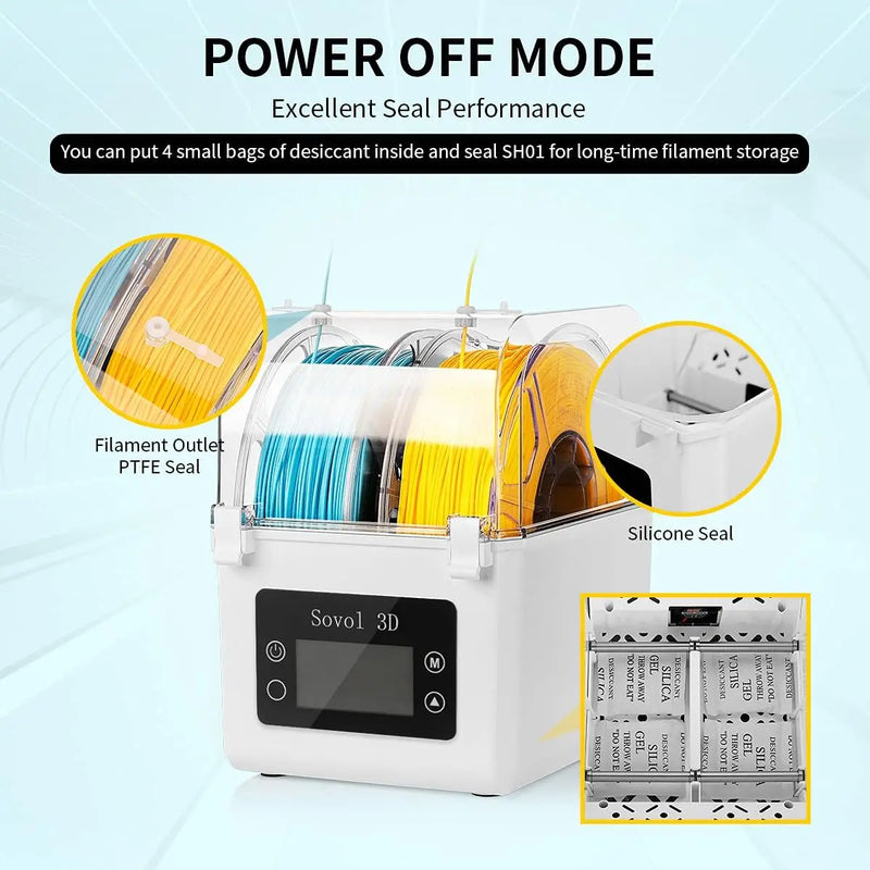 Sovol Filament Dryer SH01 Filament Dehydrator 3D Printer Spool Holder with Upgraded Fan, Dry Box for 1.75mm, 2.85mm Filament