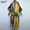 2022 WINYI Winter Women tassel Cardigan coat Loose Christmas dress robe longue Thick Warm free size Middle East Female Kaftan