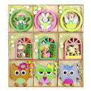 12/9pcs Happy Easter Wooden Pendant Cute Bunny Egg Carrot Chick Hanging Ornaments Spring Easter Party Home Decoration DIY Wreath