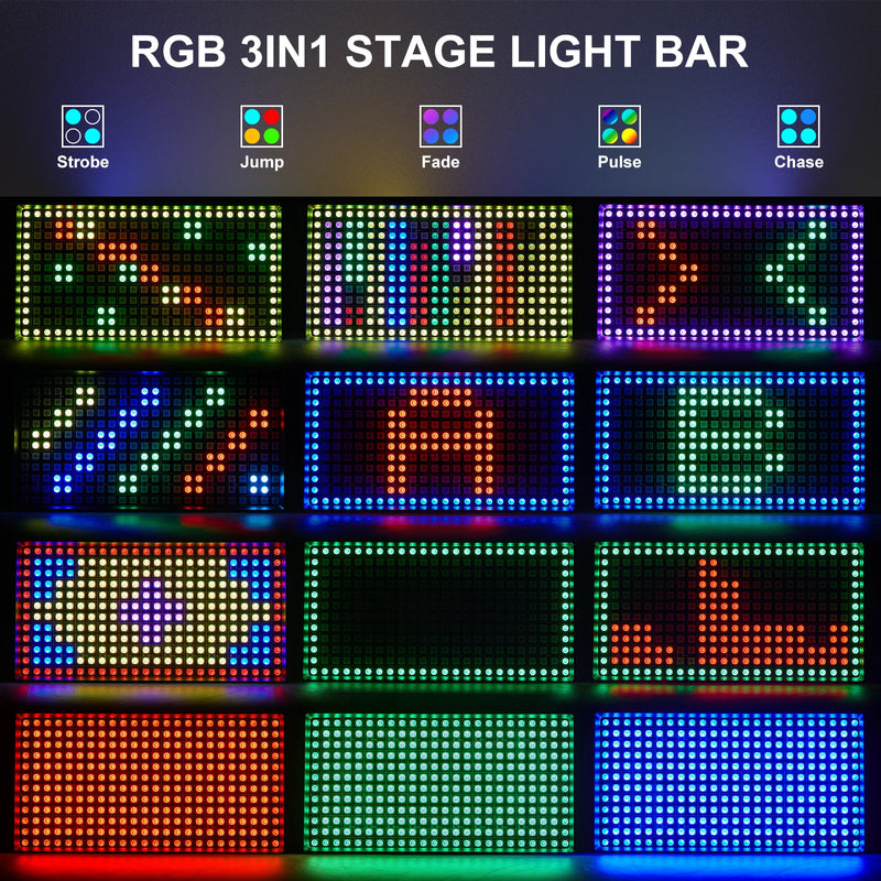 U'King 60W RGBW LED Wall Washer Light 3in1 Mni 288 LED Strobe Light DMX Super Bright DJ Wash Bar Strobe Effects Stage Lighting