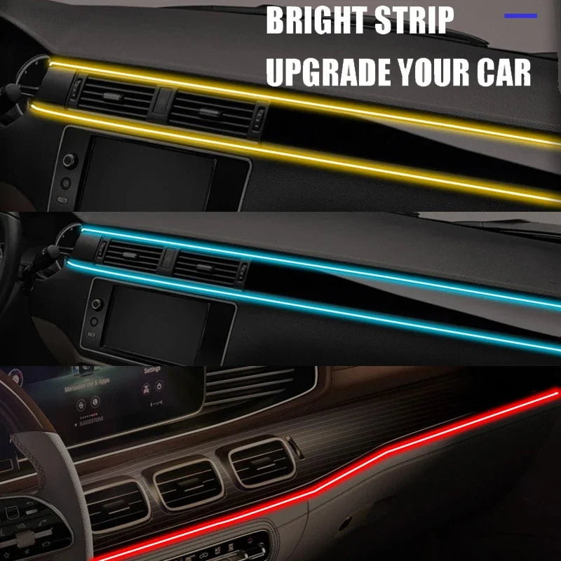 1/2/3/4/5M Car Interior RGB LED Light Strip Ambient Neon Invisible Light USB Fiber Optic Atmosphere Lamp support APP Control