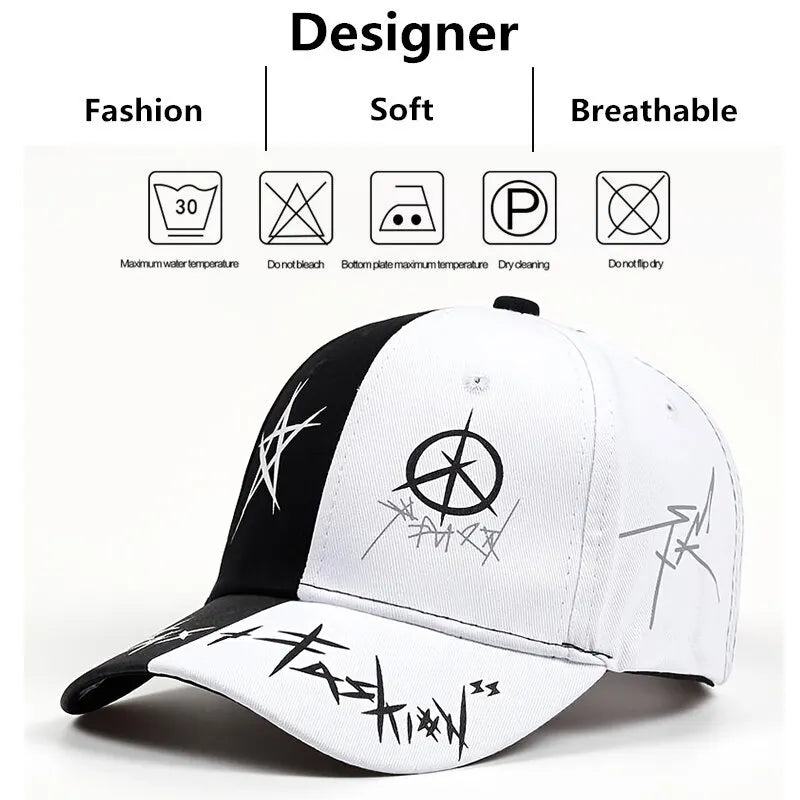 Unisex Letter Pattern Printing Snapback Baseball Caps Spring and Autumn Outdoor Adjustable Casual Hats Sunscreen Hat