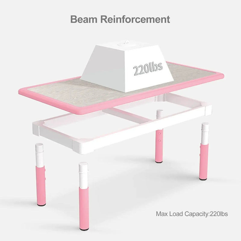 Kids Table and 4 Chairs Set, Height Adjustable Toddler Table and Chair Set, Graffiti Desktop, Non-Slip Legs, Children Multi-Acti