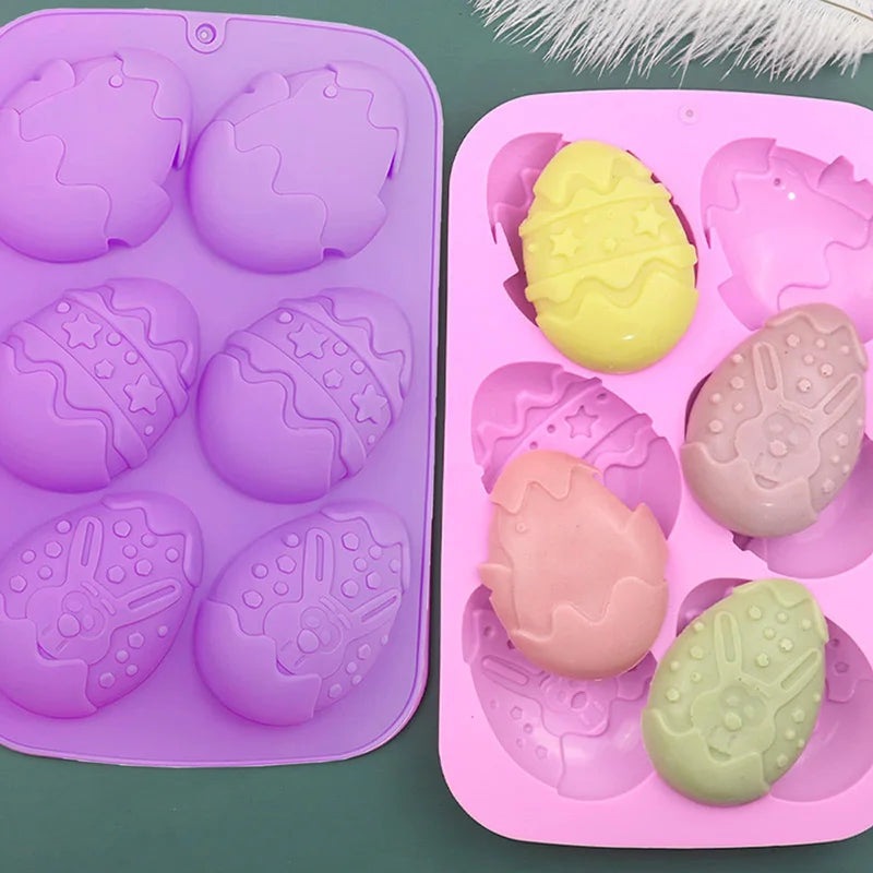 Easter Egg Molds Bunny Silicone Chocolate Egg Rabbit Bunny Molds for Baking Candy Jello Soap Egg Easter Party Cake Decorations