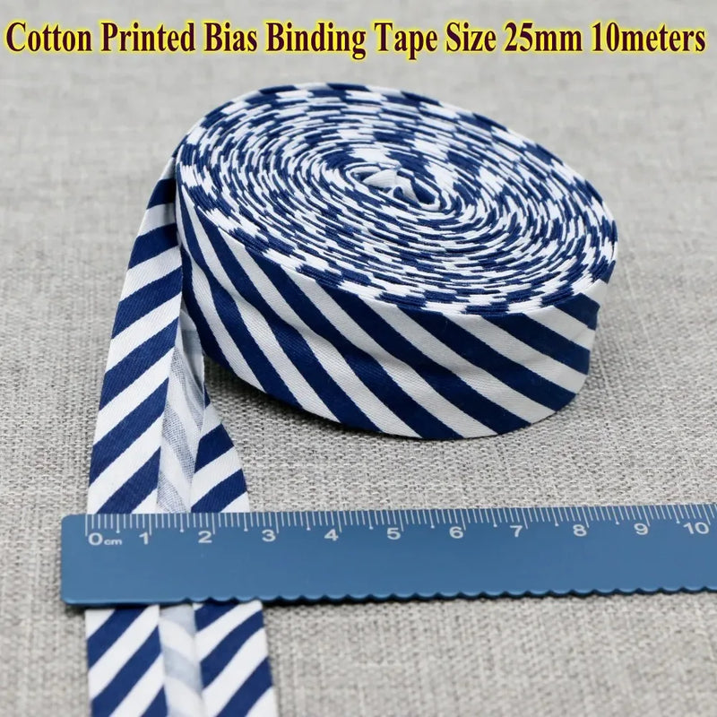 25mm (1“) width Bias Tape 100% Cotton Extra Soft for Baby Cloth Skin-friendly Fablic Bias Binding Tape Ironed Folded 12 yards