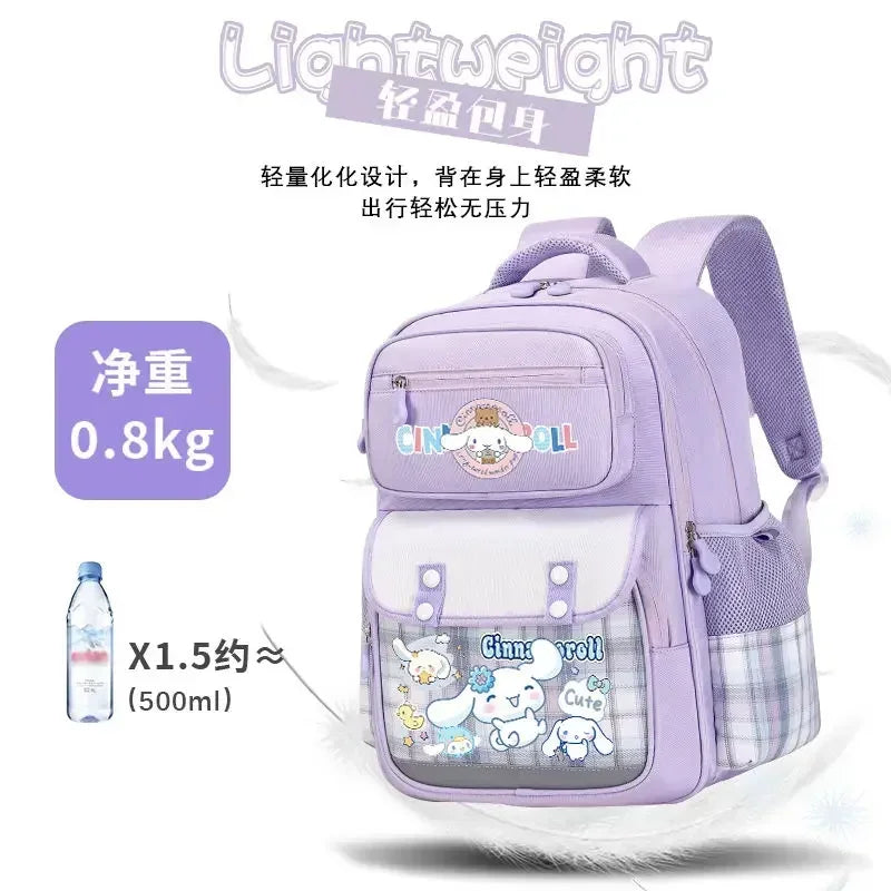 Sanrio Anime Cinnamoroll Backpacks for Children Kawaii Toys Large Capacity Girls Cute Lightweight Spine-Protective Backpack