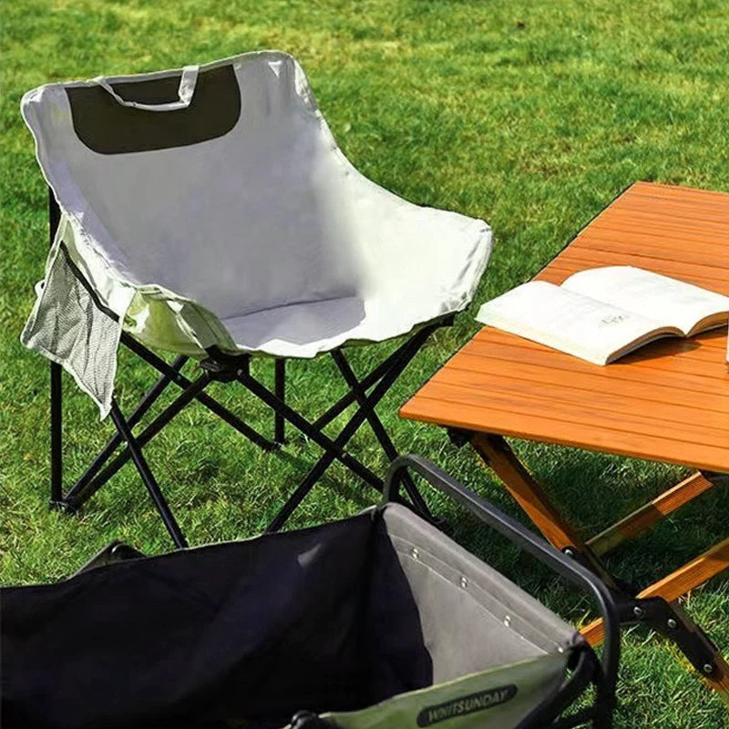 Outdoor Folding Chair Moon Chair Picnic Camping Car Chair Easy to Carry Easy to Use High Load Bearing