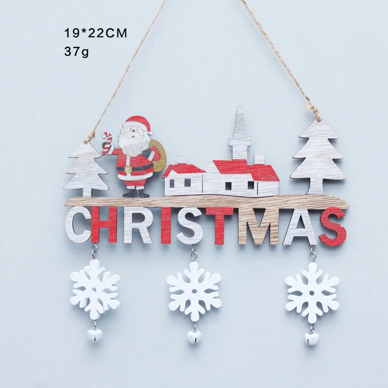 Gnome Santa Claus Wooden Hanging Ornaments 2024 Merry Christmas Decorations for Home Door Xmas Tree Pendants Navidad New Year