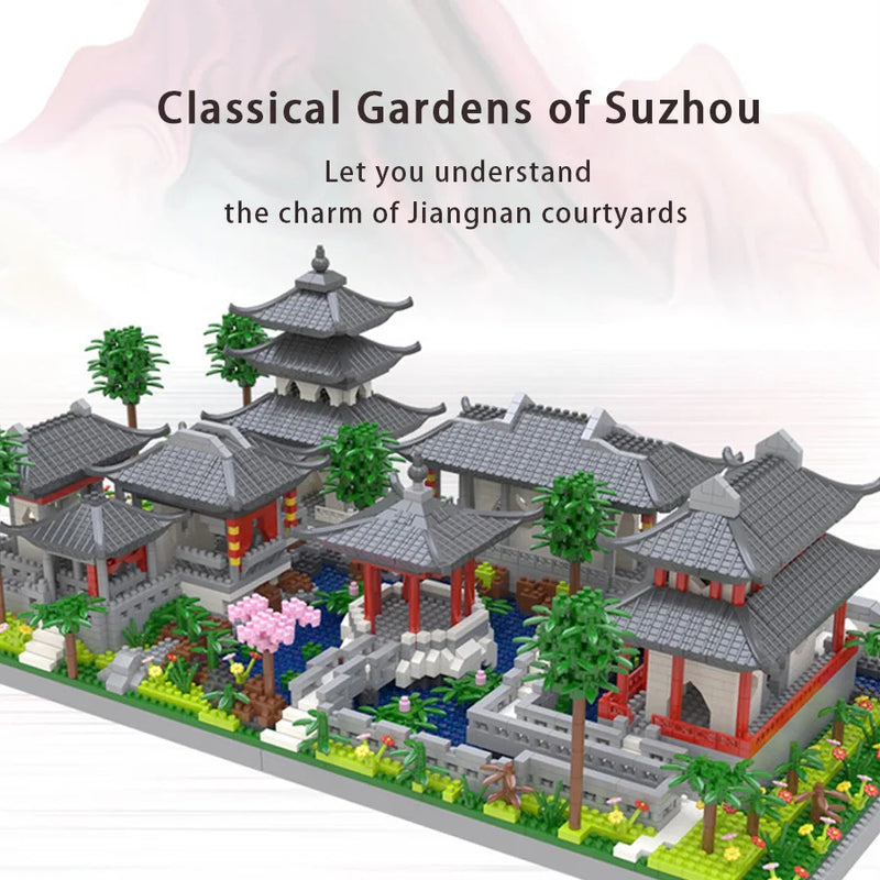 China Building Blocks Suzhou Garden Building Scene Micro Particle Assembly Toy High Difficulty CHILDREN'S Toy Decorations