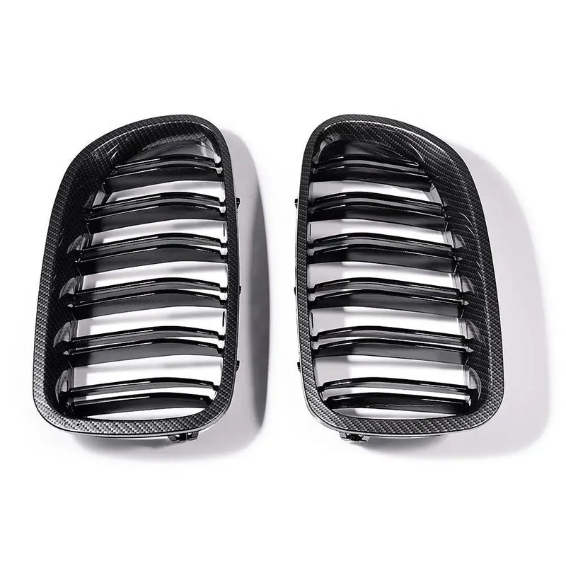 2Pcs Car Style Gloss Black Front Kidney Double Slat Grill Grille for BMW 5 Series F10 F11 F18 2010-2017 Dual Line Racing Grilles