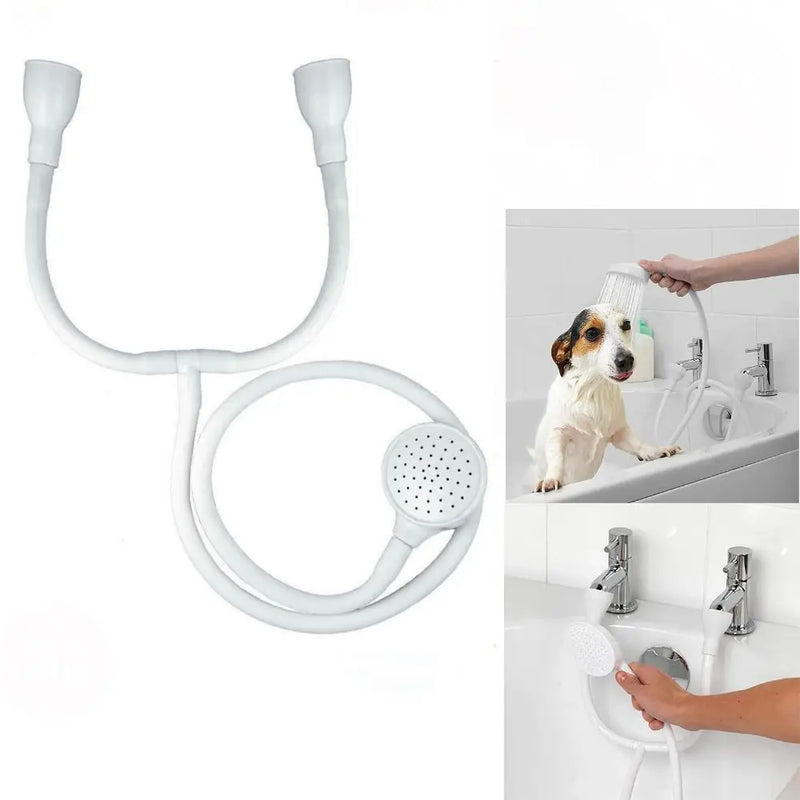 ABS Bath Shower Head Portable Double Tap White Shower Attachment Head Pet Washing Handheld Hose Sink Spray Hose