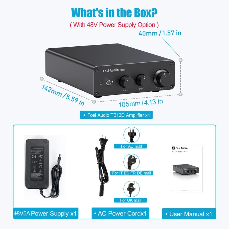 Fosi Audio 300Wx2 HiFi Sound Power Amplifier Upgrade New  TPA3255 Class D Stereo Amp With Treble Bass For Home Speaker