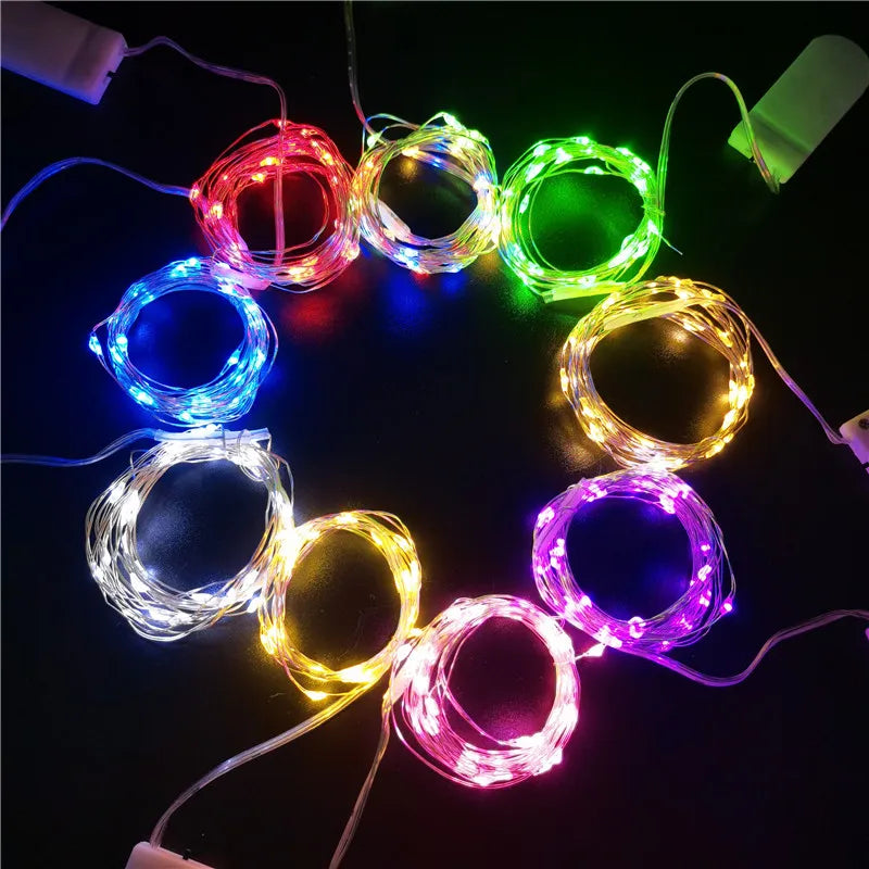 5pcs Copper Wire LED String lights Holiday lighting Fairy lights Garland For Christmas Tree Wedding Party Decoration Lamp CR2032