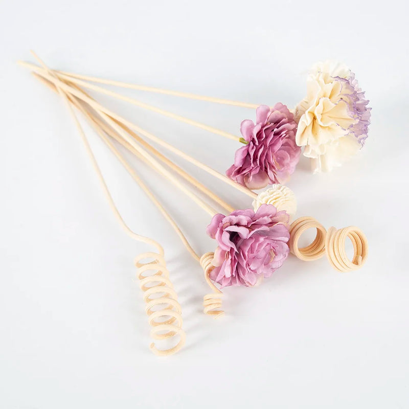 8PC Purple Multi Petal Floral Diffuser Refill Stick Aroma Artificial Plant Live Room Home Decor Diy Rattan Reed Fragrance Flower