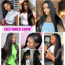 Straight Weaving Human Hair Extensions Bundles 28 30 32 Inch With 13x4 Lace Frontal Brazilian Human Weaves Hair Closure 4x4 5x5