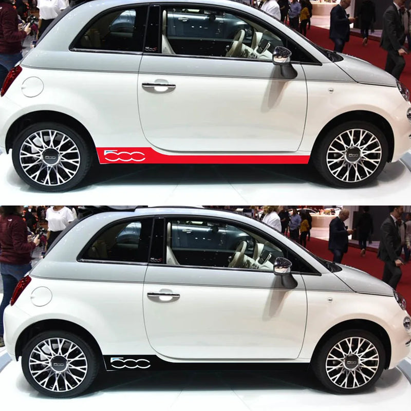 2PCS Car Stickers For Fiat 500 Abarth Tuning Accessories Graphics Racing Styling Side Stripes Skirt Auto Body Decor Decal