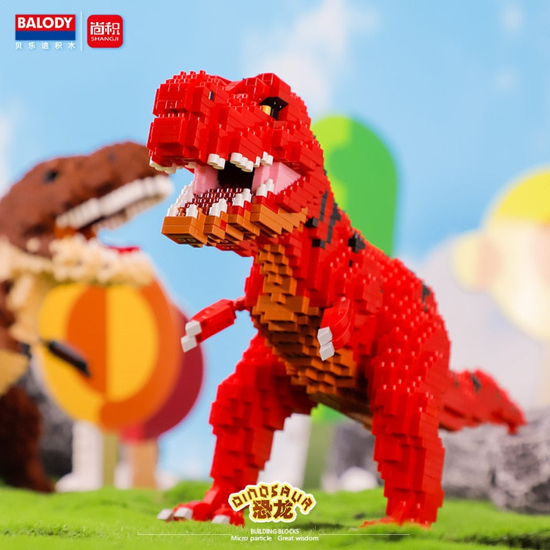 4 New Balody Dinosaur Blocks Classic Cartoon Anime Diamond Building Blocks Triceratops Model Tyrannosaurus Rex Bricks Toys