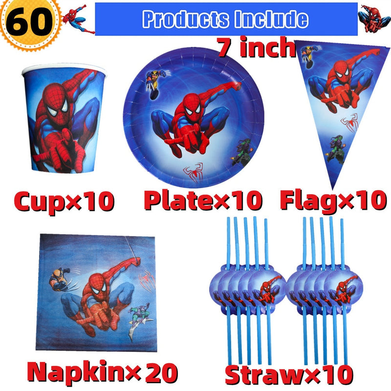 10/20 people Spiderman Theme Birthday Party Decorations Set Paper Cup 7inch Plate Superhero Baby Shower Kids Boys Party Supplies