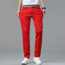 White Yellow Pink Red Fashion 5 Color Fashion Men's Stretch Jeans Slim Streetwear Korean Business Straight Casual Denim Trousers