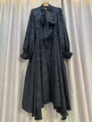 New 2024 Autumn Fashion Irregular Party Midi Dress Female long Sleeve Elegant Loose Print Casual Evening Dress For Women ﻿