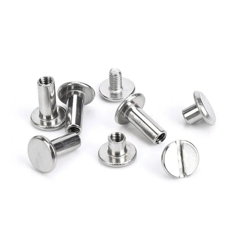 10pcs Stainless Steel Binding Chicago Screws Studs Rivets Slotted Belt Screw for DIY Photo Album Desk Menu Fasteners 8.5mm cap