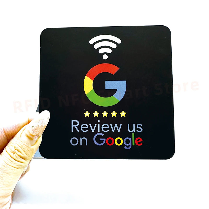 Big size NFC Table Sticker Google Review Tag Sticker PVC 13.56MHz Programmable Waterproof Review us on Google Adhesive NFC Tags