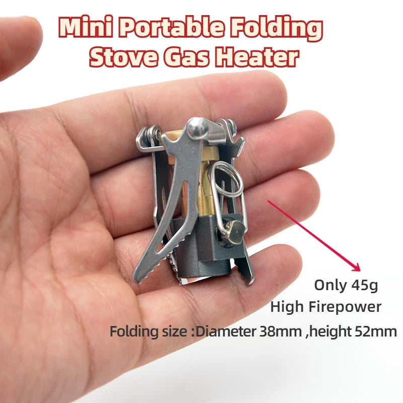 Outdoor Gas Stove Camping Burner Portable Mini Folding Stove Gas Heater Survival Furnace Foldable Furance Head for Picnic Cooker