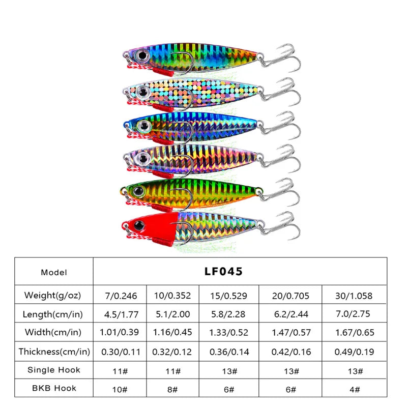 5pcs pencil bait metal casting fixture 7g/10g/15g/20g/30g shore throwing sea bass bait artificial bait fishing tackle