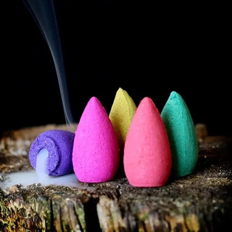 50Pcs Household Natural Reflux Tower Incense Tea Smoke Backflow Incense Or Gourd Burner Fragrant Reflux Aromatherapy Cones