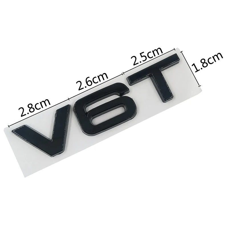 Car Styling 3D Metal V6T V8T V6 V8 T Fender Side Body Emblem Tail Trunk Fender Badge Sticker For Audi A4 A3 A5 A6 A1 Q3 Q5 Q7