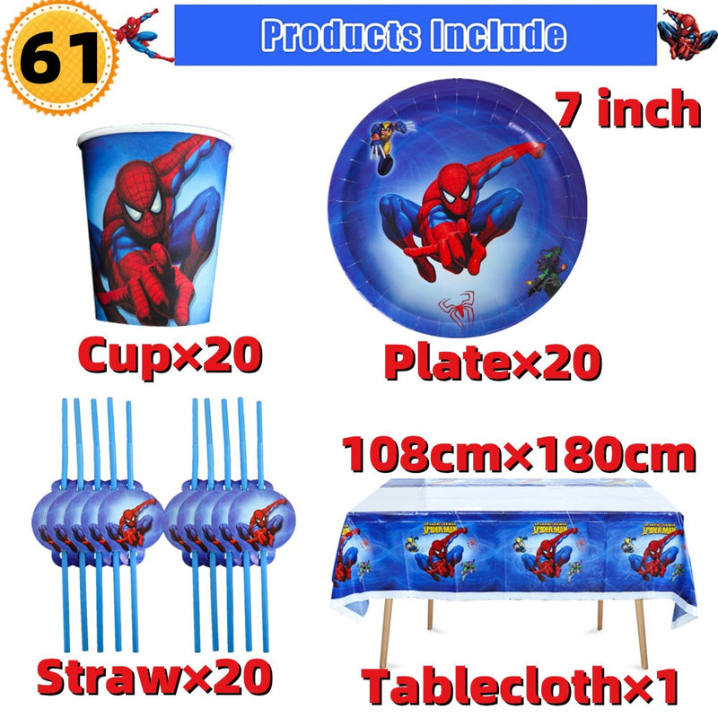 10/20 people Spiderman Theme Birthday Party Decorations Set Paper Cup 7inch Plate Superhero Baby Shower Kids Boys Party Supplies