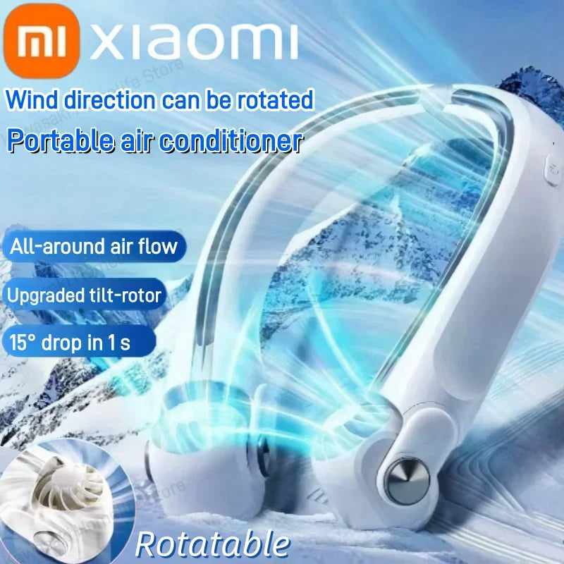 Xiaomi Portable Neck Mounted Fan USB Charging Adjustable Bladeless Turbine Neckband Fan Without Blades Suitable For Outdoor Use
