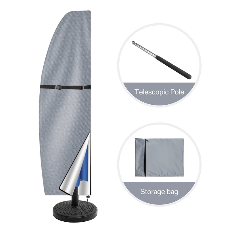 Waterproof Oxford Cloth Outdoor Sunshade Umbrella Cover Garden Weatherproof Patio Cantilever Parasol Rain Cover with Push Rod