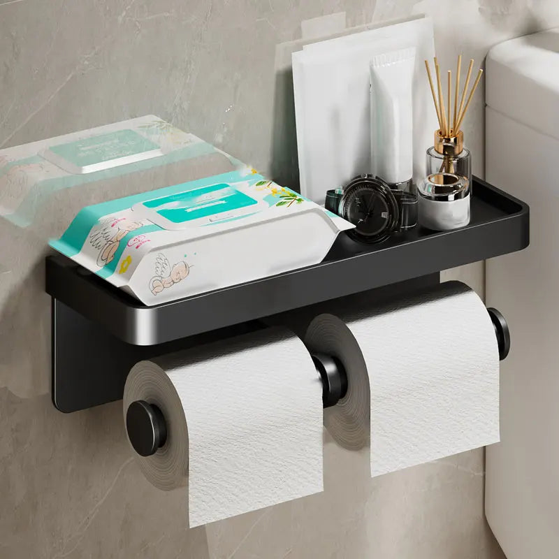 Toilet Paper Holder Wall-Mounted Aluminum Alloy Toilet Paper Holder Tissue Rack Bathroom Tissue Holder Bathroom Accessories