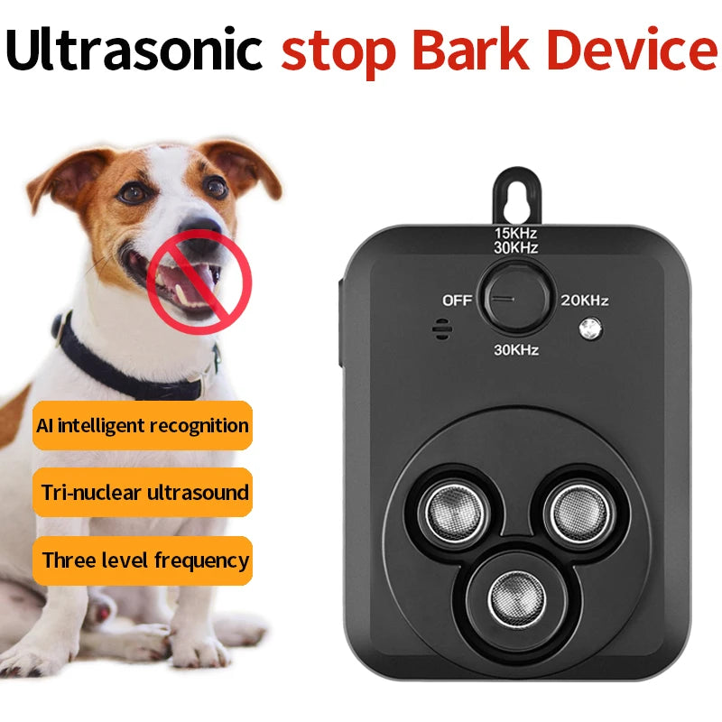 Ultrasonic Pet Anti-Barking Device Dog Bark Control Stop Repeller Silencer Tool Dog Bark Control 15KHZ-30KHZ Rechargeable