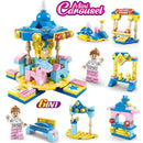 SLUBAN Girl Princess Royal Carriage Wagon Horse Racing Party Model Building Blocks Enlighten Action Figure Toys For Children