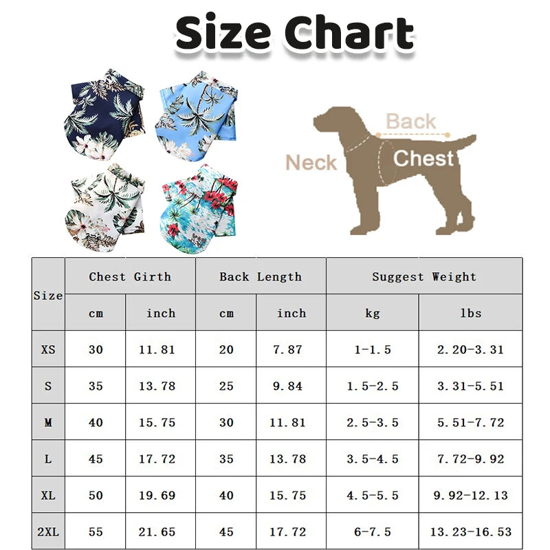 Hawaiian Style Summer Pet Shirt for Small Medium Dogs Chihuahua Yorkie Thin Breathable Vest Puppy Cat Beach T-Shirt Dog Costume