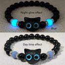Creative Cute Big Eye Cat Luminous Bracelets For Women Animal Pendant Beaded Hand Chain Friendship Couple Bracelet Jewelry Gifts
