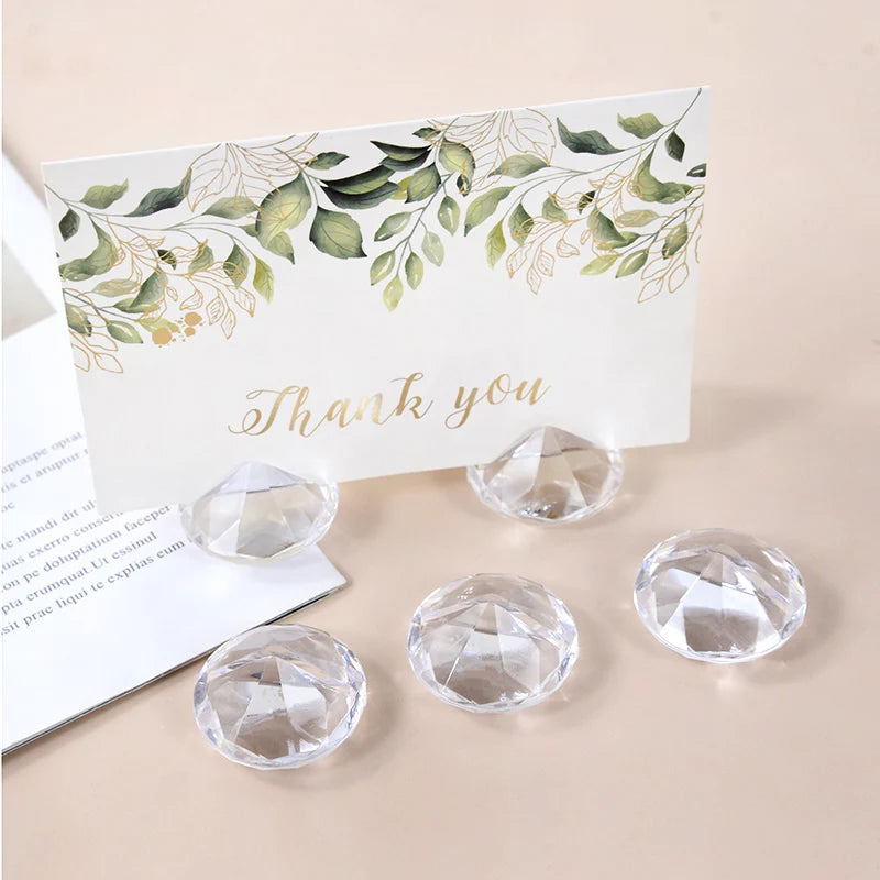 10pcs Diamond Acrylic Table Place Card Holder Crystal Number Name Card Stand Photo Clip for Wedding Anniversary Party Decoration