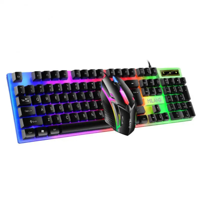 RYRA PT6  Wireless Mechanical USB Wired Keyboard Mouse Set With Rainbow LED Backlight Gaming Keyboard Gaming Mouse For Laptop PC