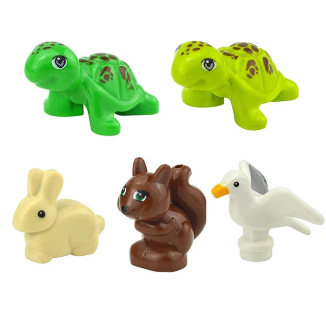 MOC City Animal Zoo Fram Accessories Building Block Figures Goat Sheep Eagle Owl Panda Parrot Seagull Penguin Bricks Toy Gift